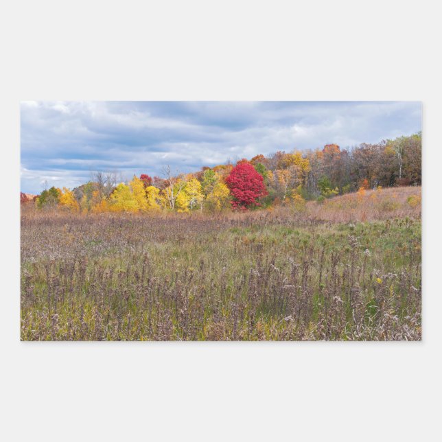 prairie landscape in autumn at afton state park  rectangular sticker (Front)