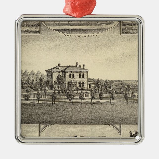 Prairie Lawn Farm, Nebraska Metal Tree Decoration (Front)