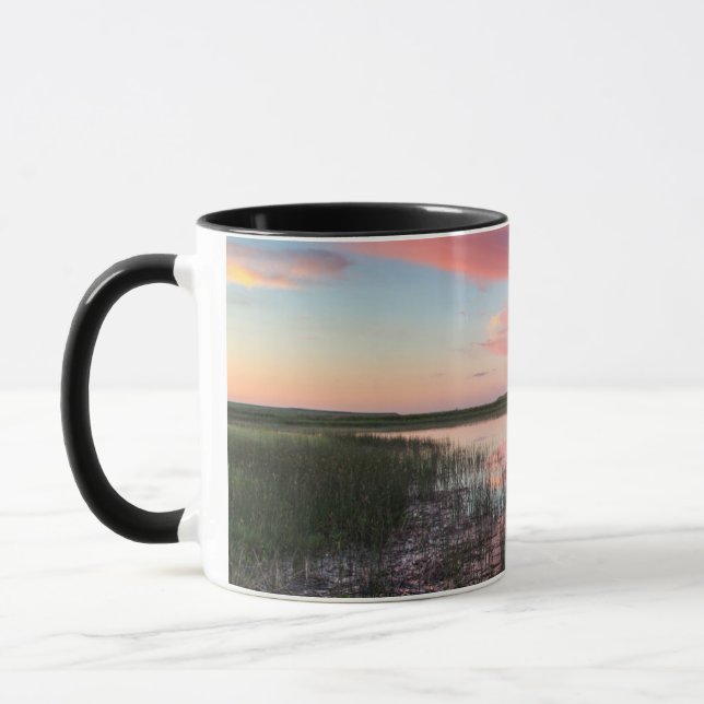 Prairie Pond Reflects Brilliant Sunrise Clouds Mug (Left)