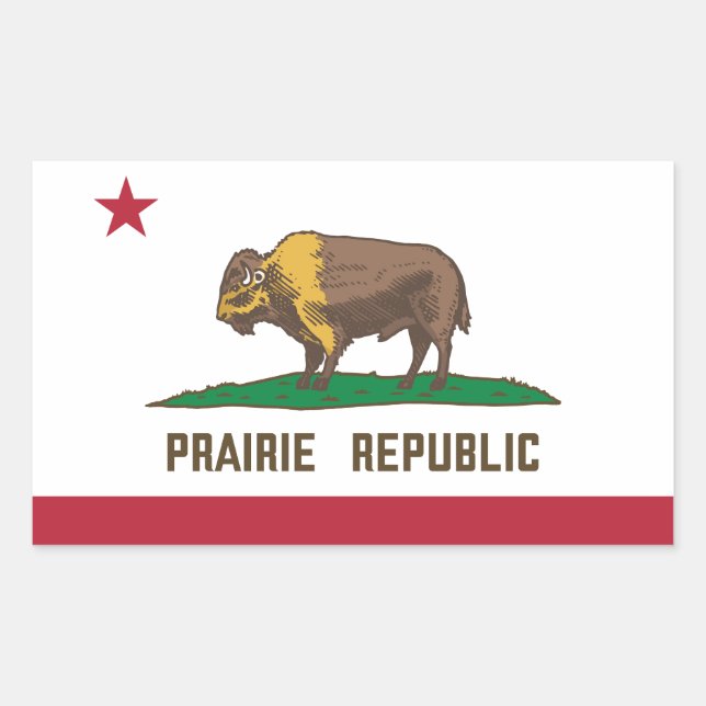 Prairie Republic Bison Flag Great Plains Rectangular Sticker (Front)