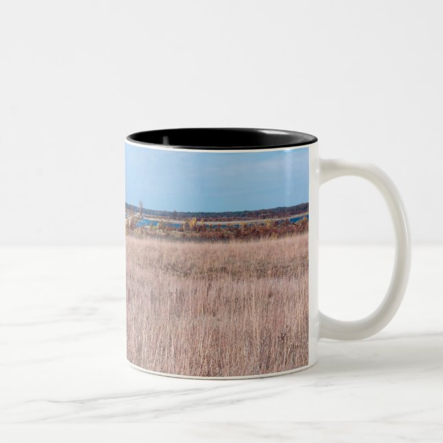 prairie road at necedah refuge Two-Tone coffee mug (Right)