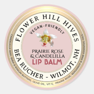 PRAIRIE ROSE Candelilla wax Lip Balm Label