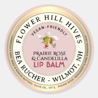 PRAIRIE ROSE Candelilla wax Lip Balm Label 