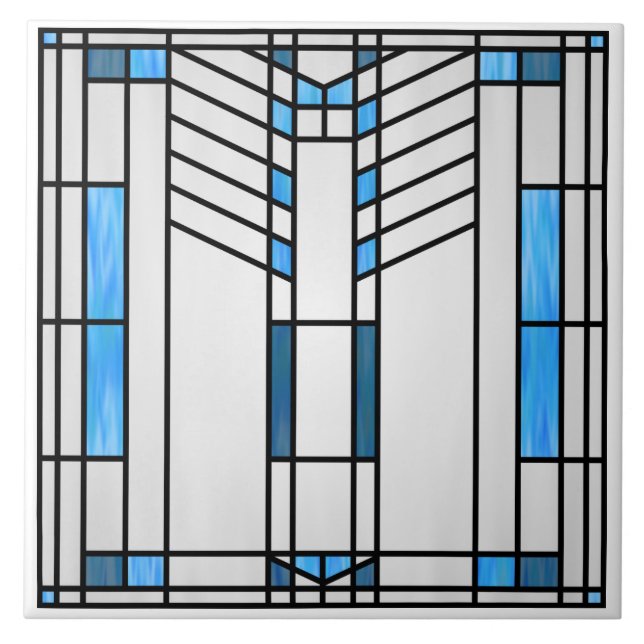 Prairie School Style Interpretation No. 1 Ceramic Tile (Front)