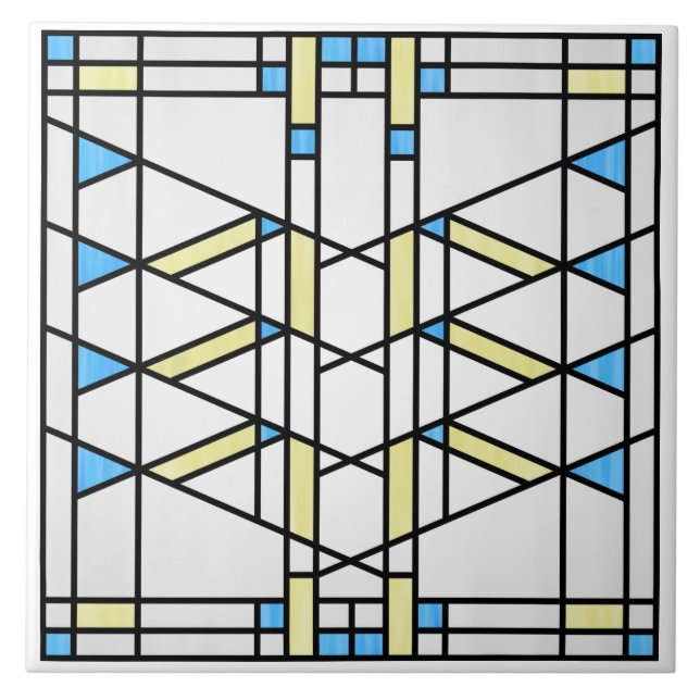Prairie School Style Interpretation No. 3 Ceramic Tile (Front)