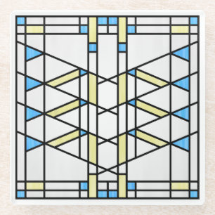 Prairie School Style Interpretation No. 3 Glass Coaster