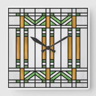 Prairie School Style Interpretation No. 4 Square Wall Clock