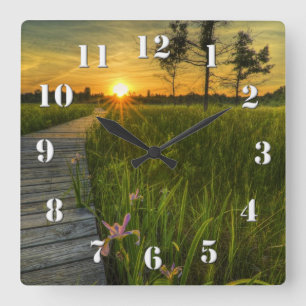 Prairie Sunset Square Wall Clock