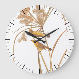 Prairie Warbler Audubon Yellow Bird Large Clock