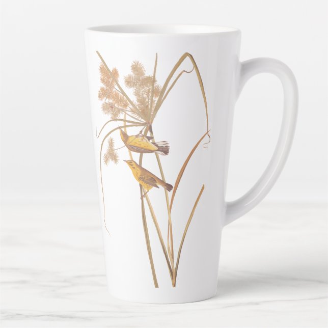 Prairie Warbler Audubon Yellow Bird Latte Mug (Right)