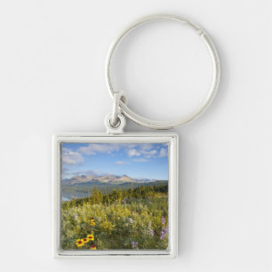 Prairie wildflowers and Lower Two Medicine Lake Key Ring