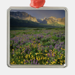 Prairie wildflowers fill meadow near Lake Metal Ornament