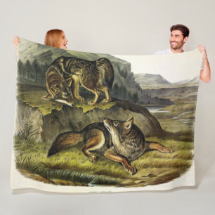 Prairie Wolf (Coyote) from Audubon's Quadrupeds Fleece Blanket