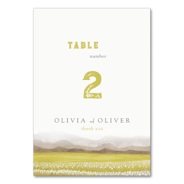 Prairies in Bloom Wedding Table Number (Front)