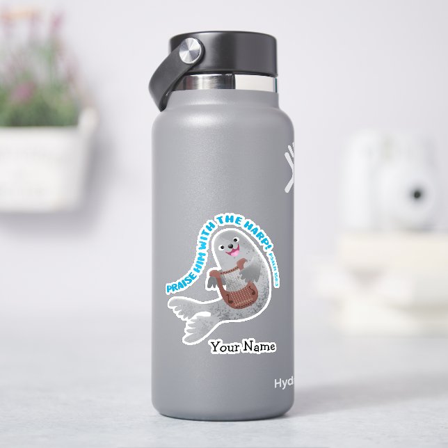 Praise cute harp seal scripture bible verse psalm (HydroFlask)