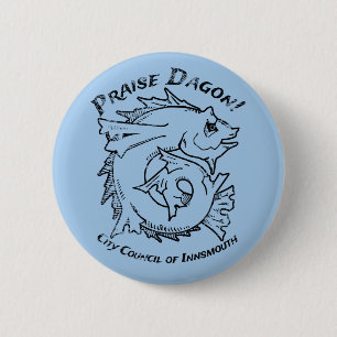 Praise Dagon Innsmouth Lovecraft Fish Horror 6 Cm Round Badge