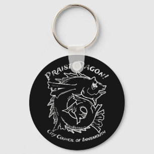 Praise Dagon Innsmouth Lovecraft Fish Horror Key Ring