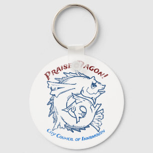 Praise Dagon Innsmouth Lovecraft Fish Horror Key Ring