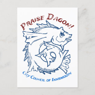 Praise Dagon Innsmouth Lovecraft Fish Horror Postcard