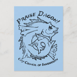 Praise Dagon Innsmouth Lovecraft Fish Horror Postcard