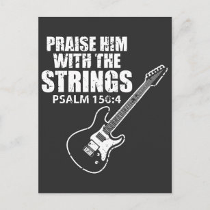 Praise Him Christian Guitar Player Distressed Postcard