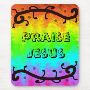 Praise Jesus Rainbow Mouse Pad