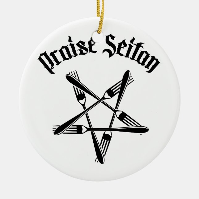Praise Seitan 1.2 (black) Ceramic Ornament (Front)