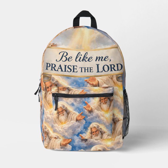Praise the Lord celestial Christian Printed Backpack (Front)