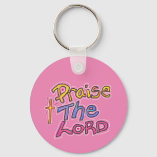 Praise the LORD Colourful Pink Christian Round  Key Ring