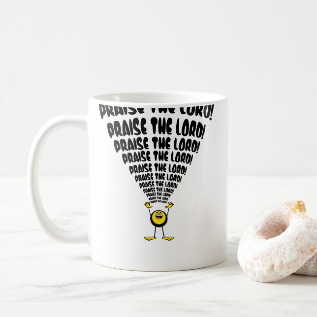 Praise The Lord Emoji Coffee Mug (With Donut)