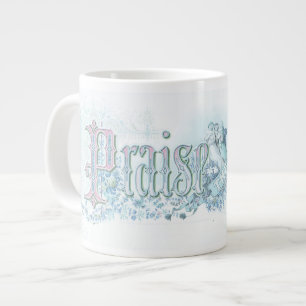 "Praise The Lord" pastel seafoam green & aqua blue Large Coffee Mug