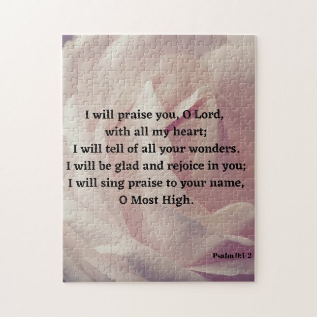 Praise The Lord Psalm 9:1-2 Bible Verse Biblical Jigsaw Puzzle (Vertical)