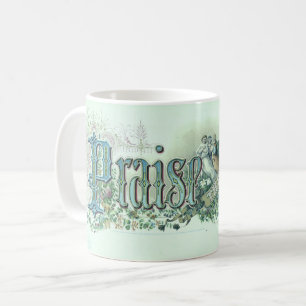 "Praise The Lord" Vintage Christian Art mint green Coffee Mug