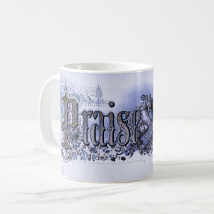 "Praise The Lord" Vintage Christian Art muted blue Coffee Mug