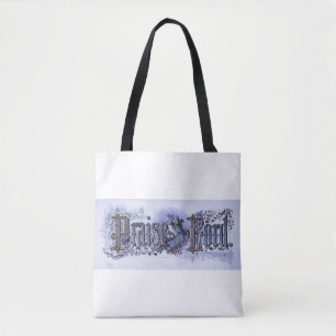 "Praise The Lord" Vintage Christian Art muted blue Tote Bag