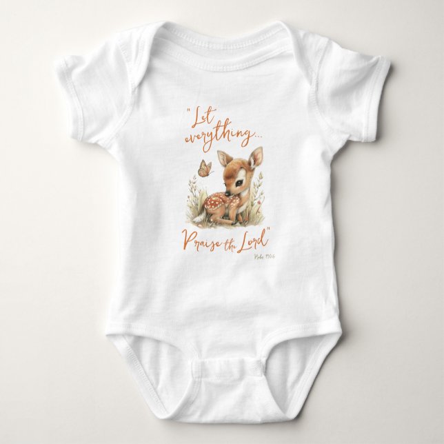 Praise The Lord Wildflowers Deer Christian Baby Bodysuit (Front)
