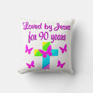 PRAISING GOD 90TH BIRTHDAY CUSHION