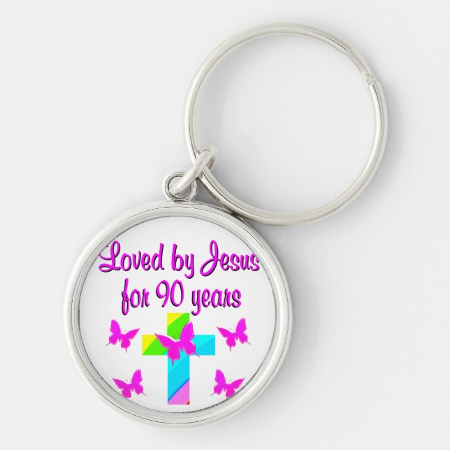 PRAISING GOD 90TH BIRTHDAY KEY RING (Front)