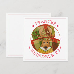 PRANCER REINDEER 5.25" Square Flat Card