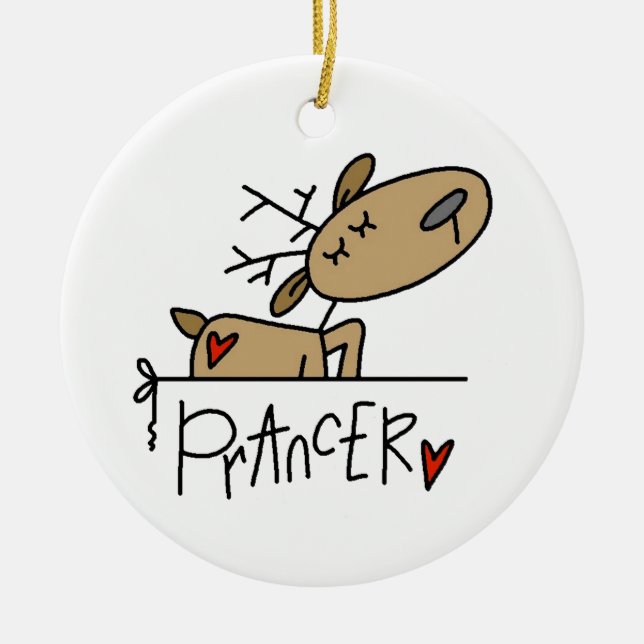 Prancer Reindeer Christmas T-shirts and Gifts Ceramic Ornament (Front)