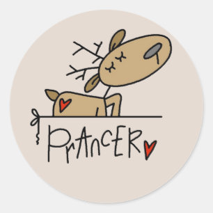 Prancer Reindeer Christmas T-shirts and Gifts Classic Round Sticker