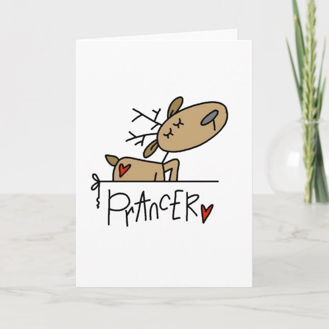 Prancer Reindeer Christmas T-shirts and Gifts Holiday Card (Front)