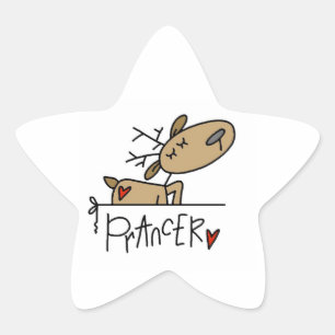 Prancer Reindeer Christmas T-shirts and Gifts Star Sticker