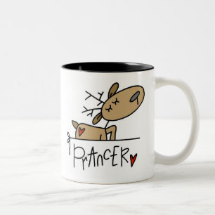 Prancer Reindeer Christmas T-shirts and Gifts Two-Tone Coffee Mug