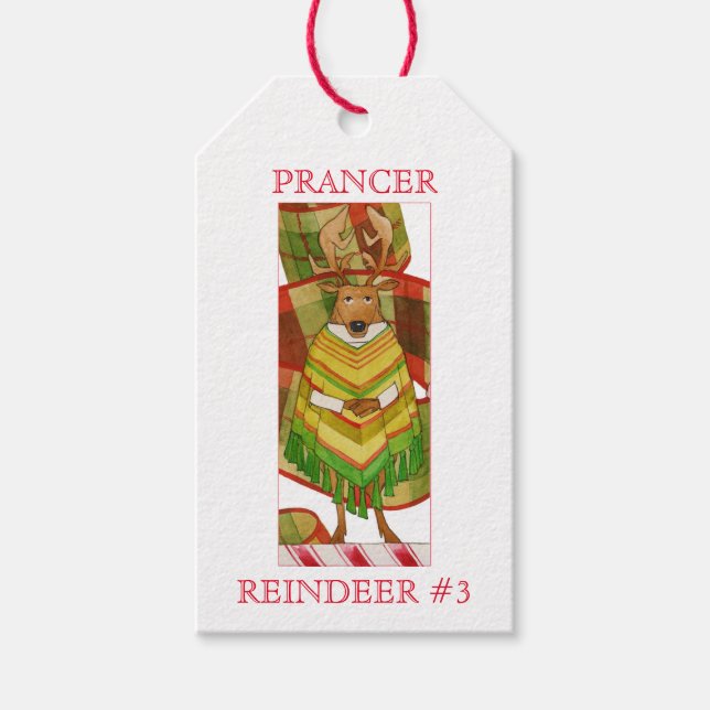 PRANCER REINDEER Gift Tags (Front)