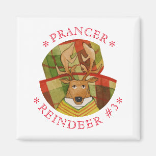 PRANCER REINDEER Square Magnet