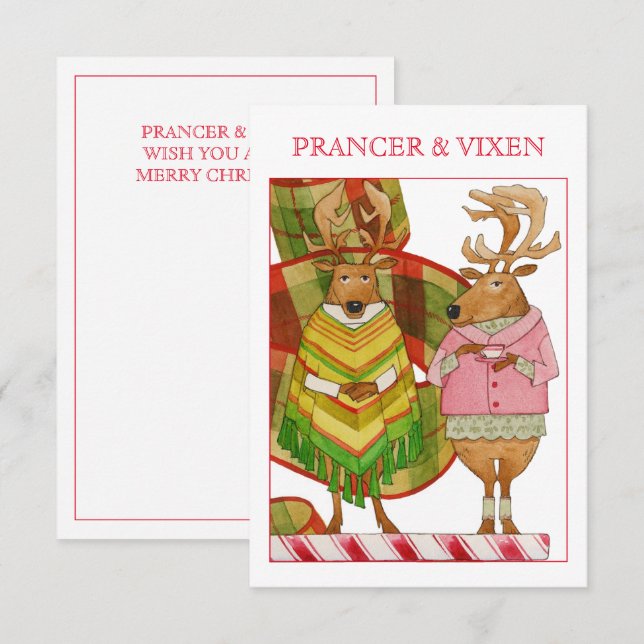 PRANCER VIXEN 3.5x5 Flat Christmas Card (Front/Back)