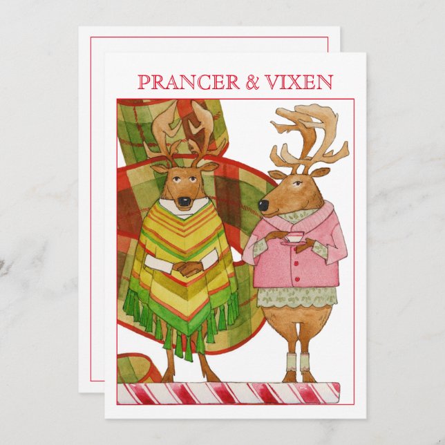 PRANCER VIXEN 5x7 Flat Christmas Card (Front/Back)