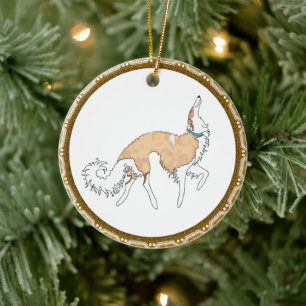 Prancing Borzoi Christmas Ornament