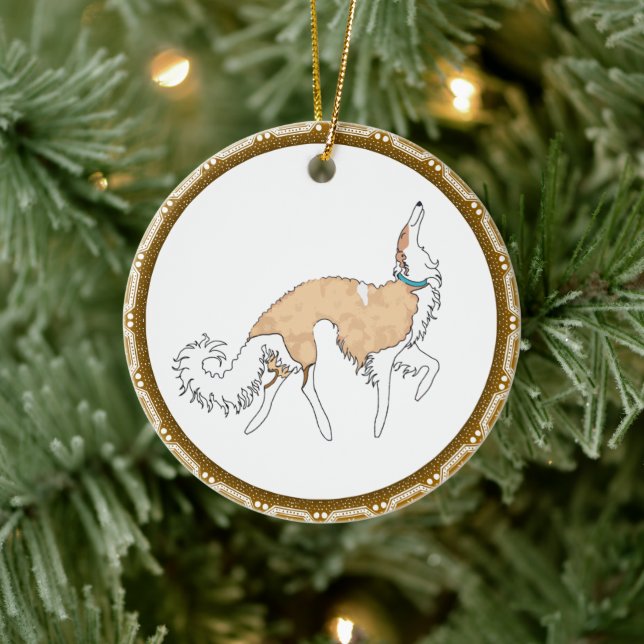 Prancing Borzoi Christmas Ornament (Tree)